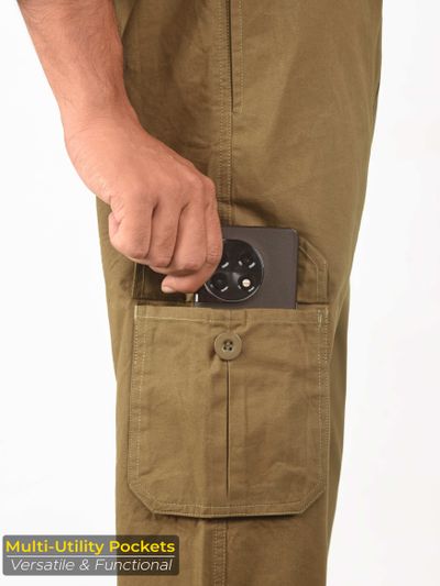 Khaki Brown Cotton Cargo Joggers Khaki Brown Cotton Cargo Joggers